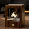 定制双星座夜灯 - 高级黑胡桃木和K9水晶3D灯
