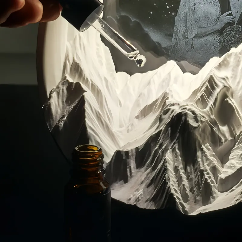 定制金色山脉照片灯 - 三合一香薰机、蓝牙音箱和夜灯