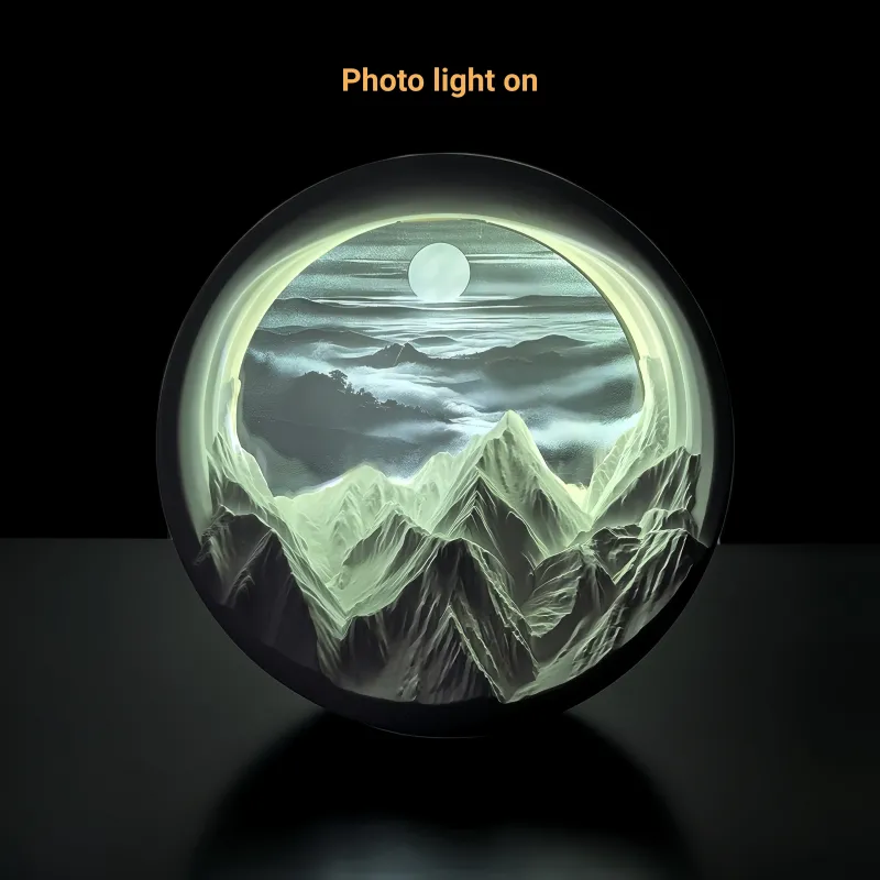 定制金色山脉照片灯 - 三合一香薰机、蓝牙音箱和夜灯