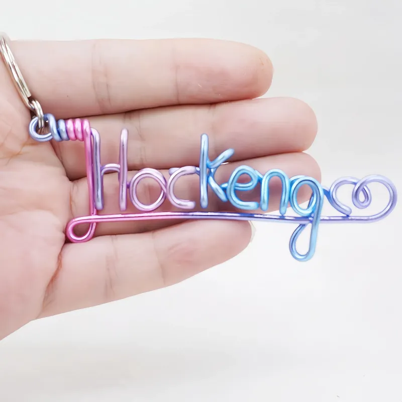 Custom Handmade Wire Name Keychain - Personalized Gradient Color Bag Charm & Gift