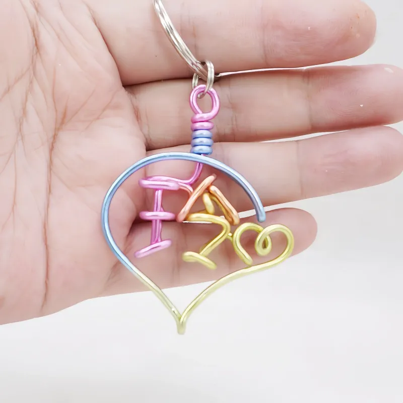 Custom Handmade Wire Name Keychain - Personalized Gradient Color Bag Charm & Gift