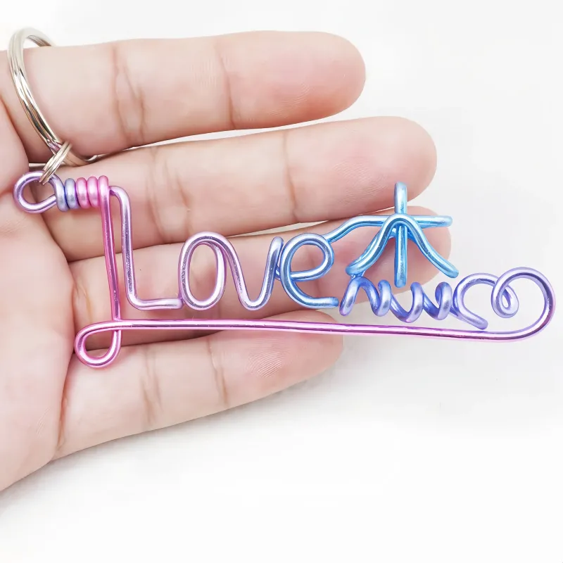 Custom Handmade Wire Name Keychain - Personalized Gradient Color Bag Charm & Gift