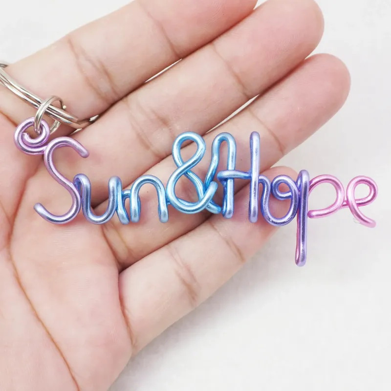 Custom Handmade Wire Name Keychain - Personalized Gradient Color Bag Charm & Gift