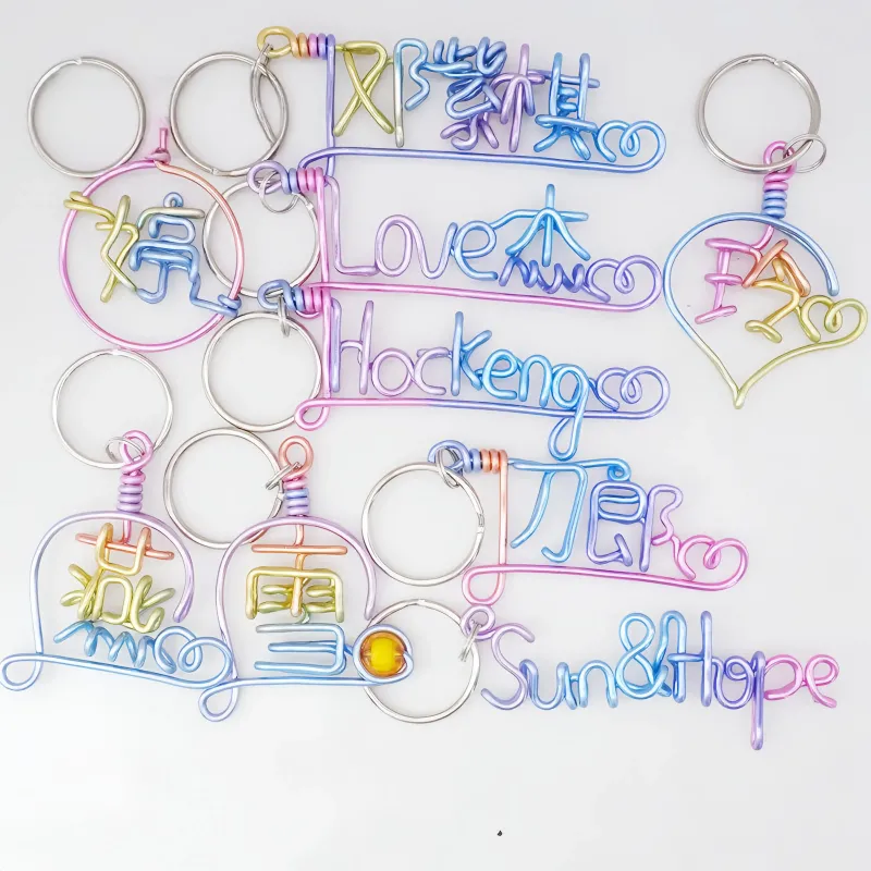 Custom Handmade Wire Name Keychain - Personalized Gradient Color Bag Charm & Gift