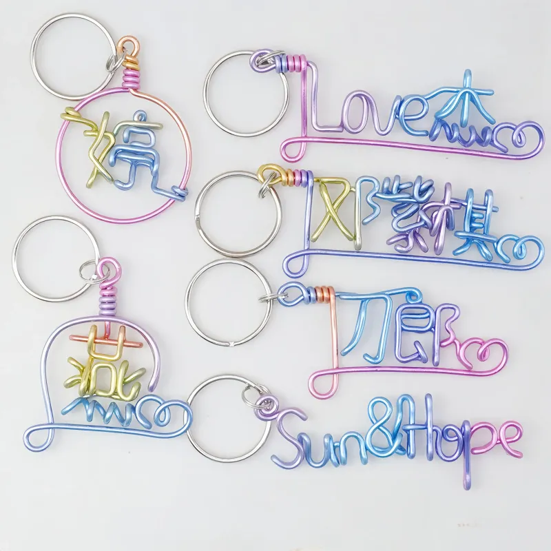 Custom Handmade Wire Name Keychain - Personalized Gradient Color Bag Charm & Gift