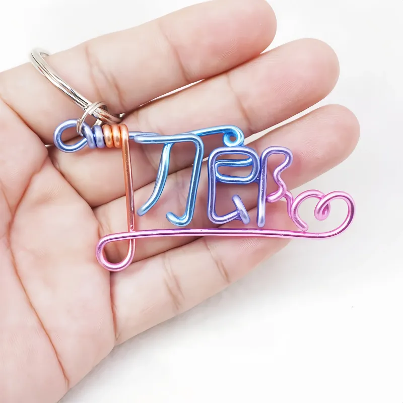 Custom Handmade Wire Name Keychain - Personalized Gradient Color Bag Charm & Gift