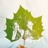 定制树叶雕刻艺术品 | 个性化照片雕刻于天然悬铃木叶片上 | 带框纪念礼品