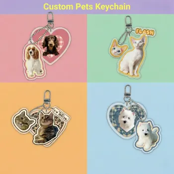 定制宠物照片亚克力钥匙扣 | 个性化狗狗猫咪肖像包包挂饰 | 可爱镂空礼物