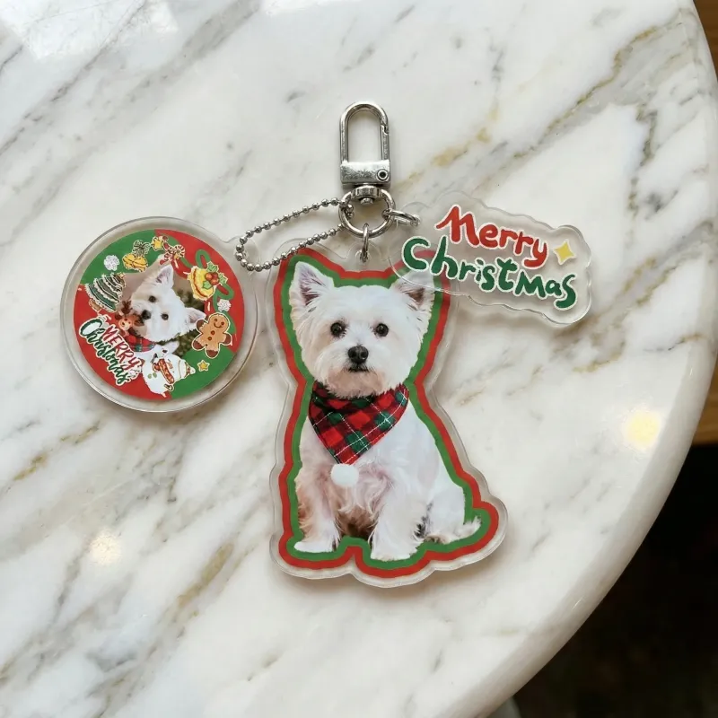 定制宠物照片亚克力钥匙扣 | 个性化狗狗猫咪肖像包包挂饰 | 可爱镂空礼物