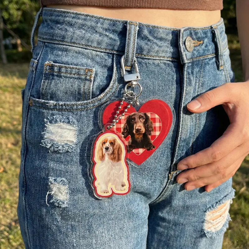 定制宠物照片亚克力钥匙扣 | 个性化狗狗猫咪肖像包包挂饰 | 可爱镂空礼物