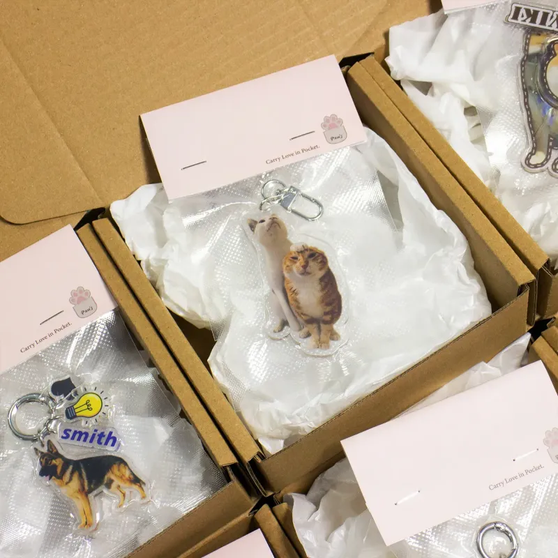 定制宠物照片亚克力钥匙扣 | 个性化狗狗猫咪肖像包包挂饰 | 可爱镂空礼物