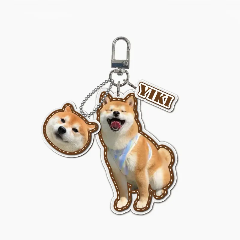 定制宠物照片亚克力钥匙扣 | 个性化狗狗猫咪肖像包包挂饰 | 可爱镂空礼物