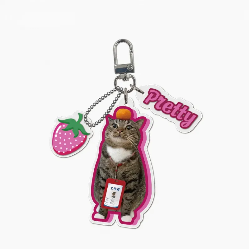 定制宠物照片亚克力钥匙扣 | 个性化狗狗猫咪肖像包包挂饰 | 可爱镂空礼物