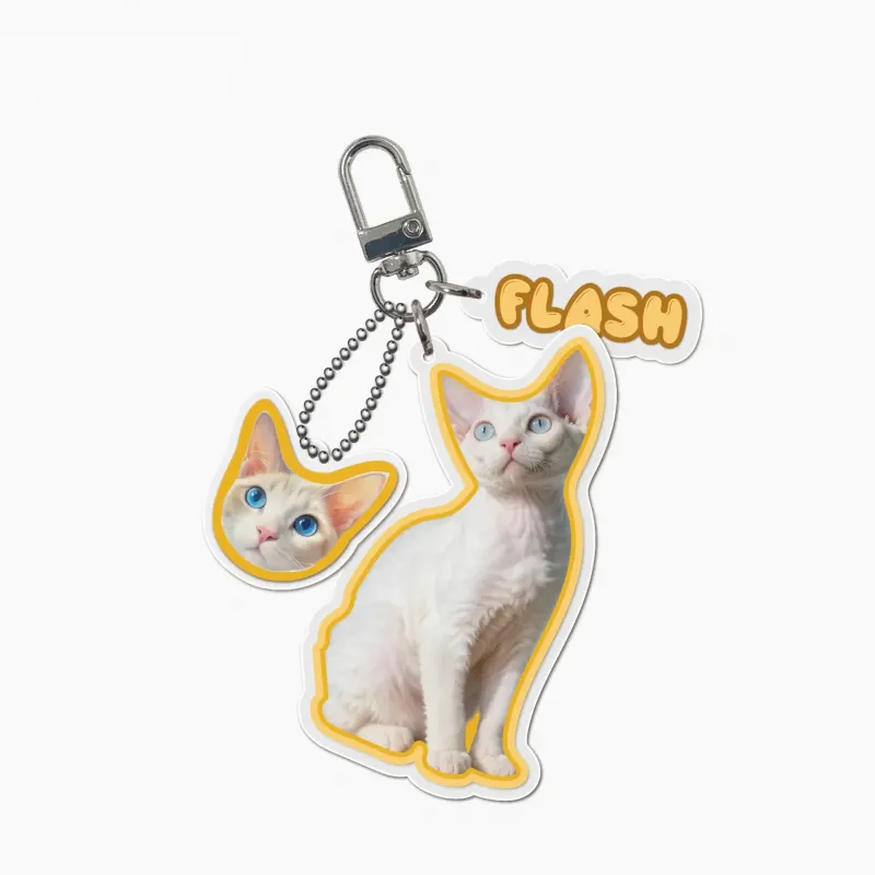 定制宠物照片亚克力钥匙扣 | 个性化狗狗猫咪肖像包包挂饰 | 可爱镂空礼物
