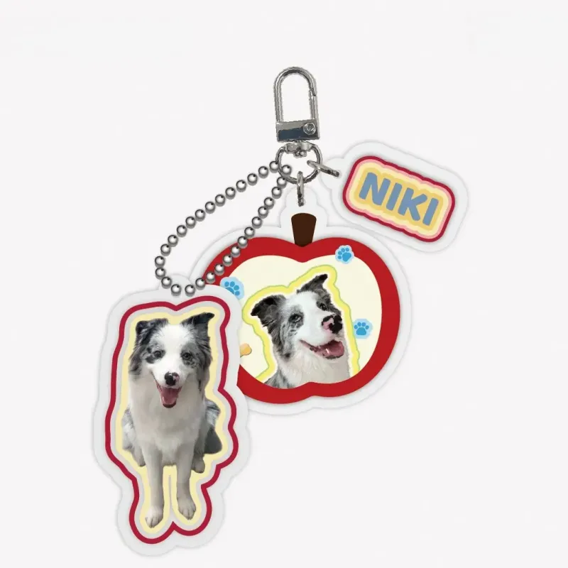 定制宠物照片亚克力钥匙扣 | 个性化狗狗猫咪肖像包包挂饰 | 可爱镂空礼物