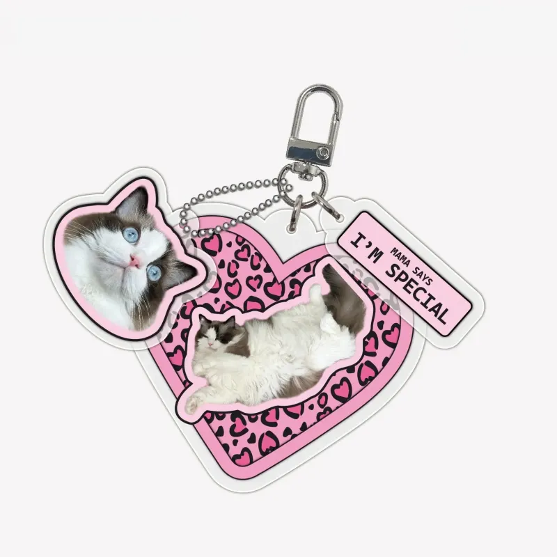 定制宠物照片亚克力钥匙扣 | 个性化狗狗猫咪肖像包包挂饰 | 可爱镂空礼物