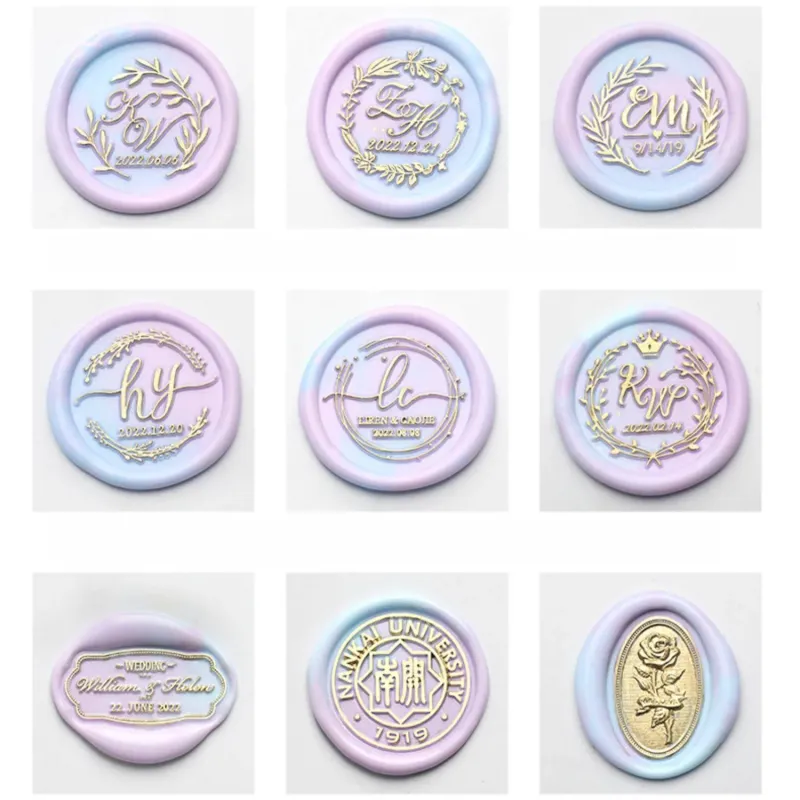 定制3D立体浮雕火蜡印章套装 – 个性化Logo及文字火蜡封蜡套装，配高级手柄（孔雀/权杖/木质） – 奢华礼盒，适用于婚礼请柬、信封及品牌宣传