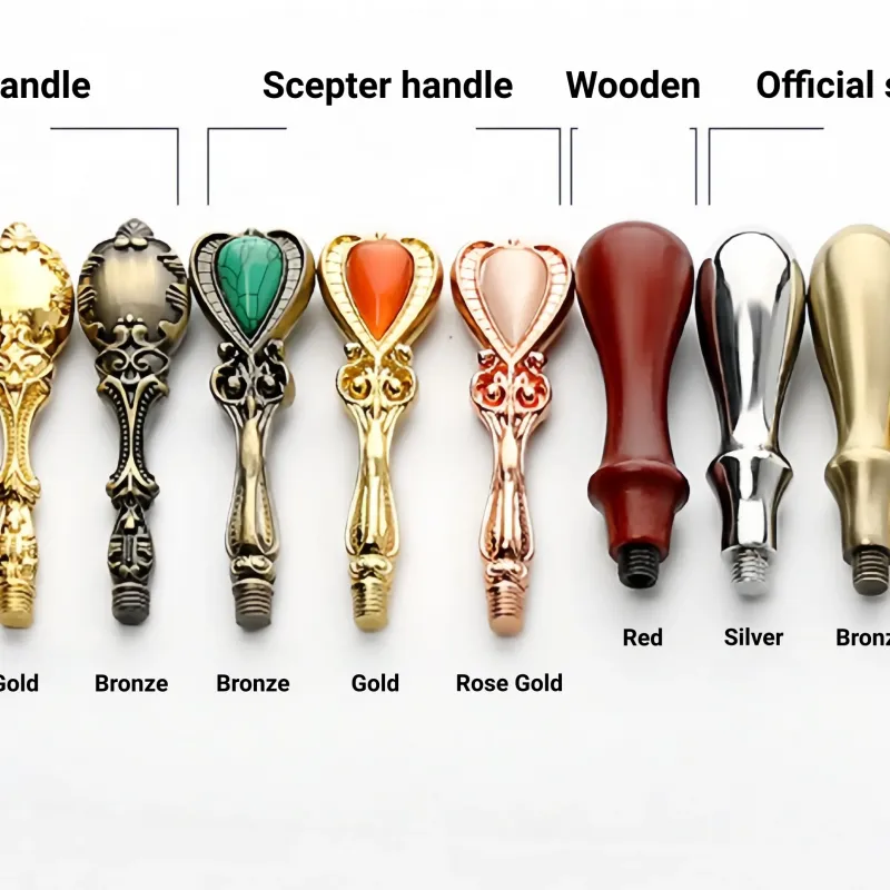 定制3D立体浮雕火蜡印章套装 – 个性化Logo及文字火蜡封蜡套装，配高级手柄（孔雀/权杖/木质） – 奢华礼盒，适用于婚礼请柬、信封及品牌宣传