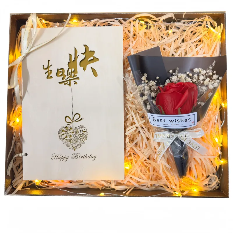 定制手工木质贺卡 | 个性化照片及文字雕刻礼品，适用于周年纪念、婚礼及生日 | 实木纪念品（双折）