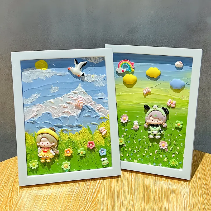 DIY 3D立体沙画套装 - 外太空主题 - 乳白色胶水和石英砂立体画框