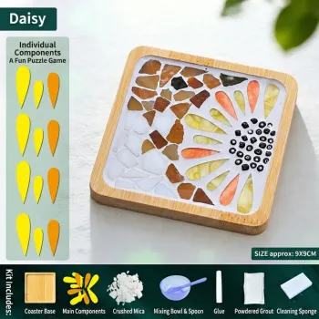 雏菊DIY马赛克杯垫工艺套装 | 方形