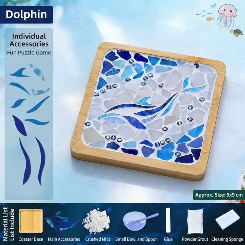 Dolphin DIY Mosaic Coaster Craft Kit | Square