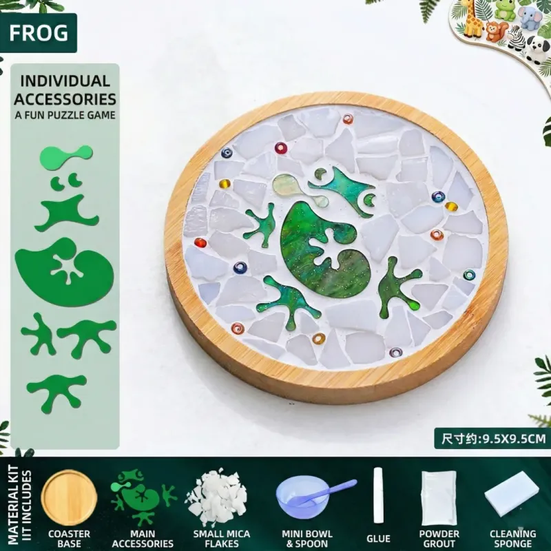 可爱青蛙DIY马赛克杯垫工艺套装 | 圆形