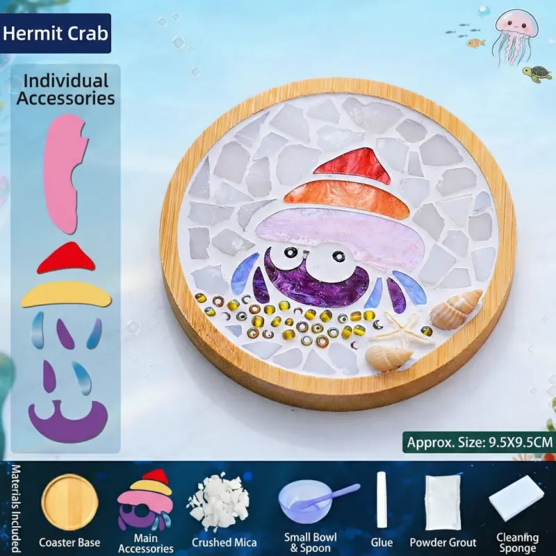 寄居蟹DIY马赛克杯垫工艺套装 | 圆形