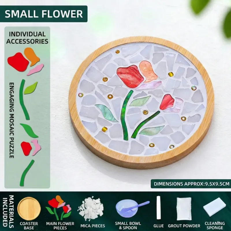 小花DIY马赛克杯垫工艺套装 | 圆形