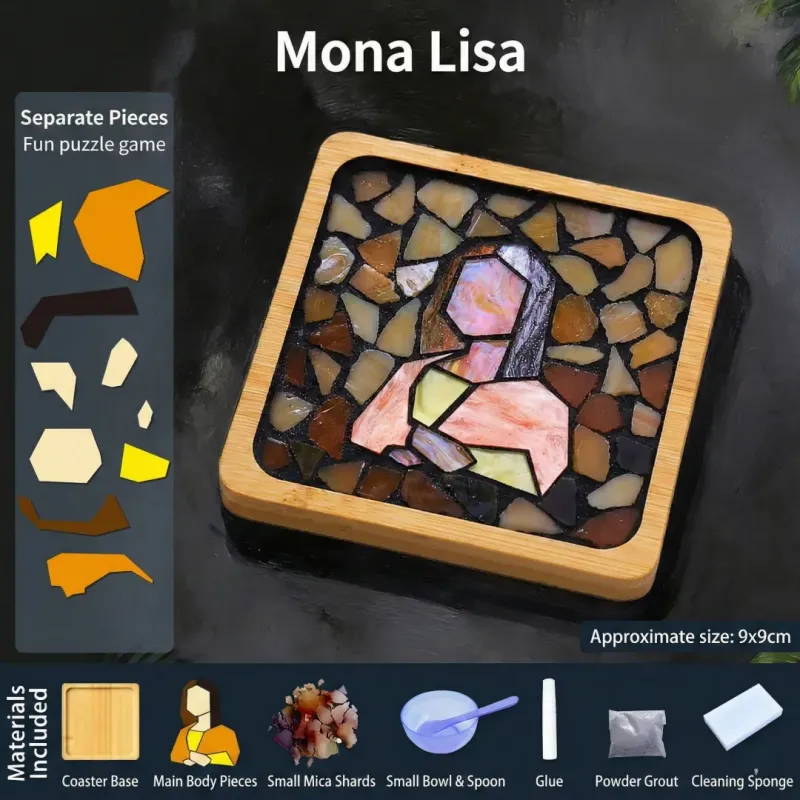Mona Lisa DIY Mosaic Coaster Craft Kit | Square ASMR Art