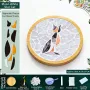 Kit de manualidades para posavasos de mosaico con diseño de gato, luna y estrella | Redondo