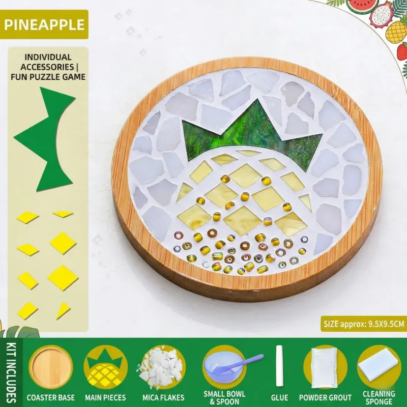 菠萝DIY马赛克杯垫工艺套装 | 圆形