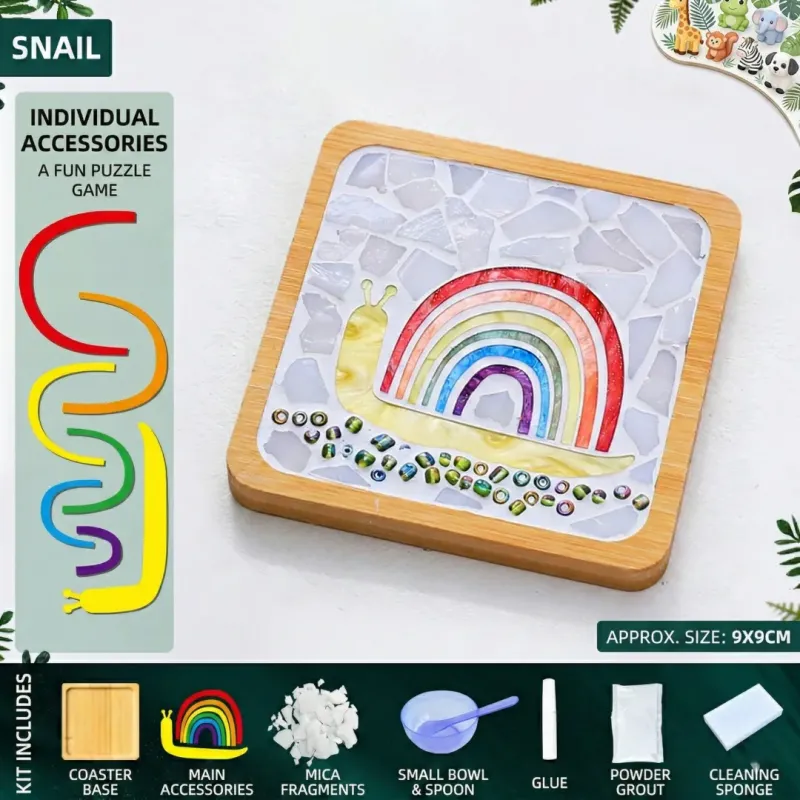 Kit de bricolage pour sous-verres mosaïque escargot | Carré
