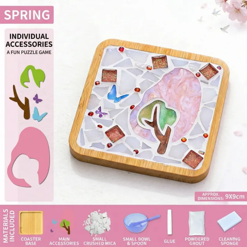 Spring Landscape DIY Mosaic Coaster Craft Kit | Square
