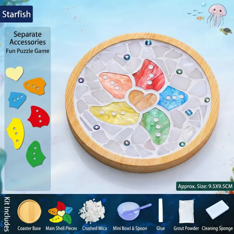 Kit de manualidades para posavasos de mosaico con forma de estrella de mar | Redonda