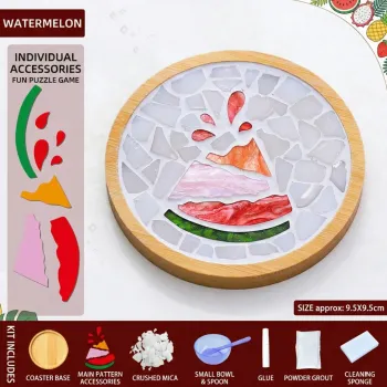 西瓜DIY马赛克杯垫工艺套装 | 圆形