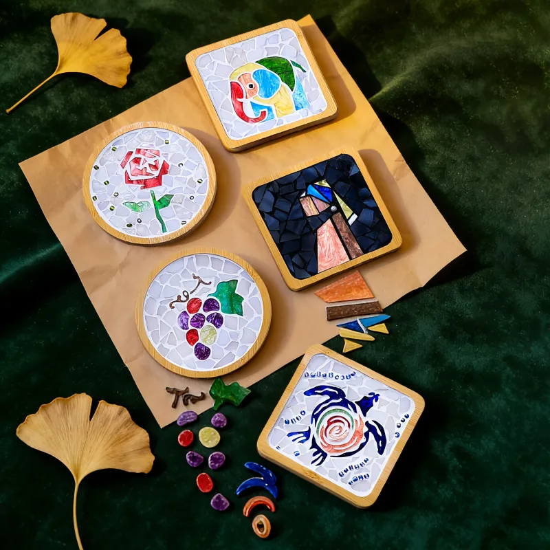 玫瑰花DIY马赛克杯垫工艺套装 | 圆形