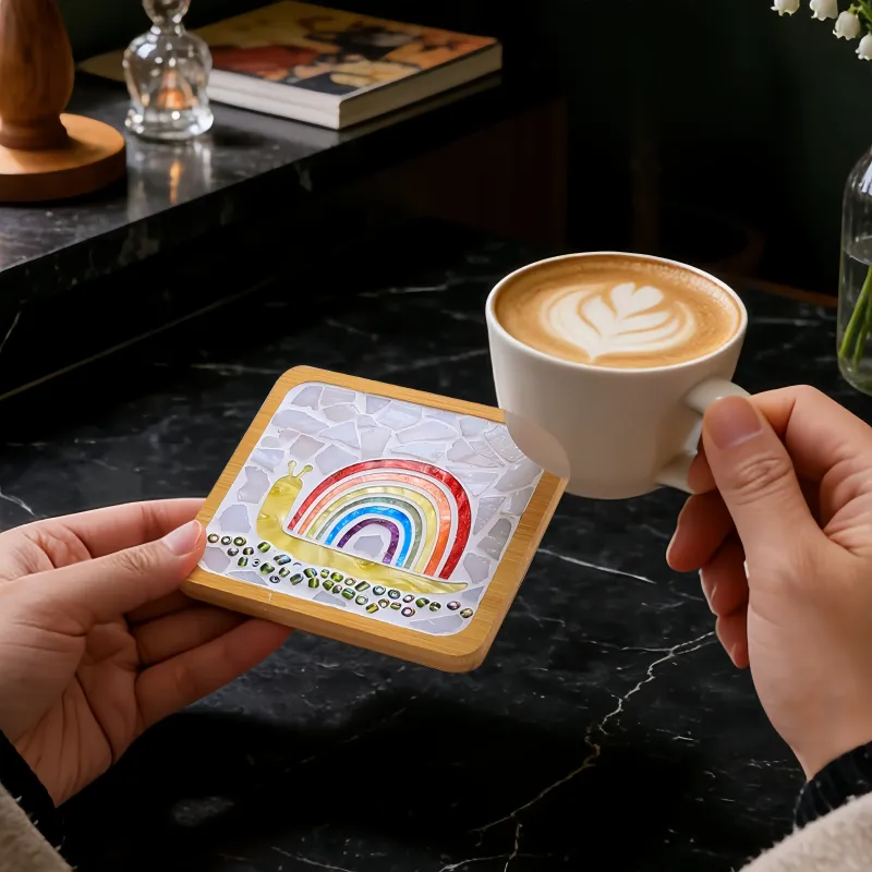 玫瑰花DIY马赛克杯垫工艺套装 | 圆形