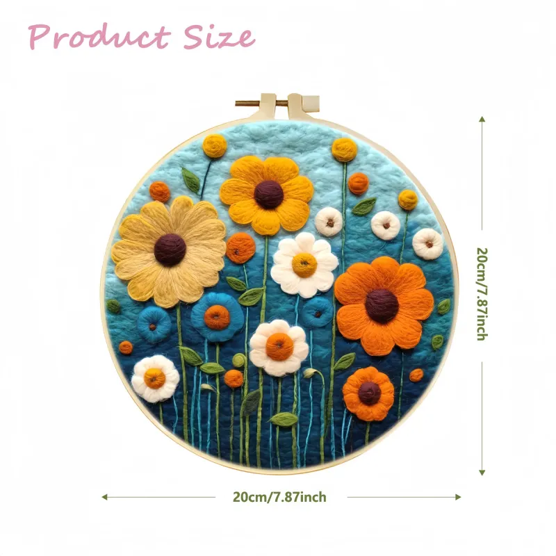 手工羊毛毡雏菊草甸甜狐狸儿童房墙挂装饰