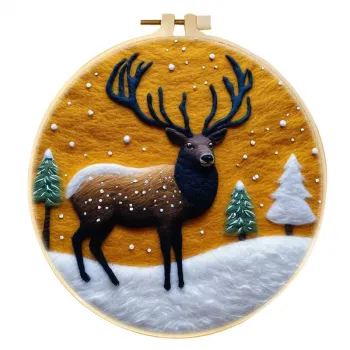 手工羊毛毡琥珀雪蓝色鹿角冬季墙饰