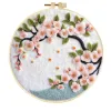 Handmade Wool Felt Crescent Moon Cherry Blossom Frame Wall Hanging Decor