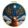 Handmade Wool Felt Full Moon Snowy Mountain Stag Wall Hanging Decor