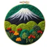 手工羊毛毡雪山花卉花园风景墙面装饰画