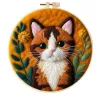 Handmade Wool Felt Warm Amber Calico Cat Wall Art Decor