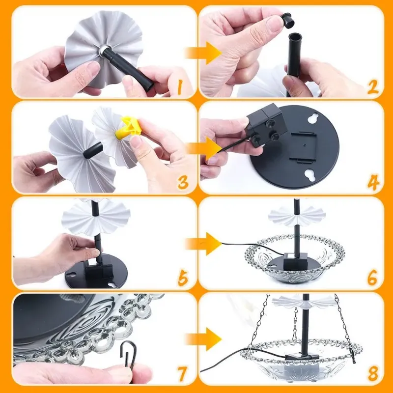 悬挂式太阳能鸟浴喷泉和喂食器