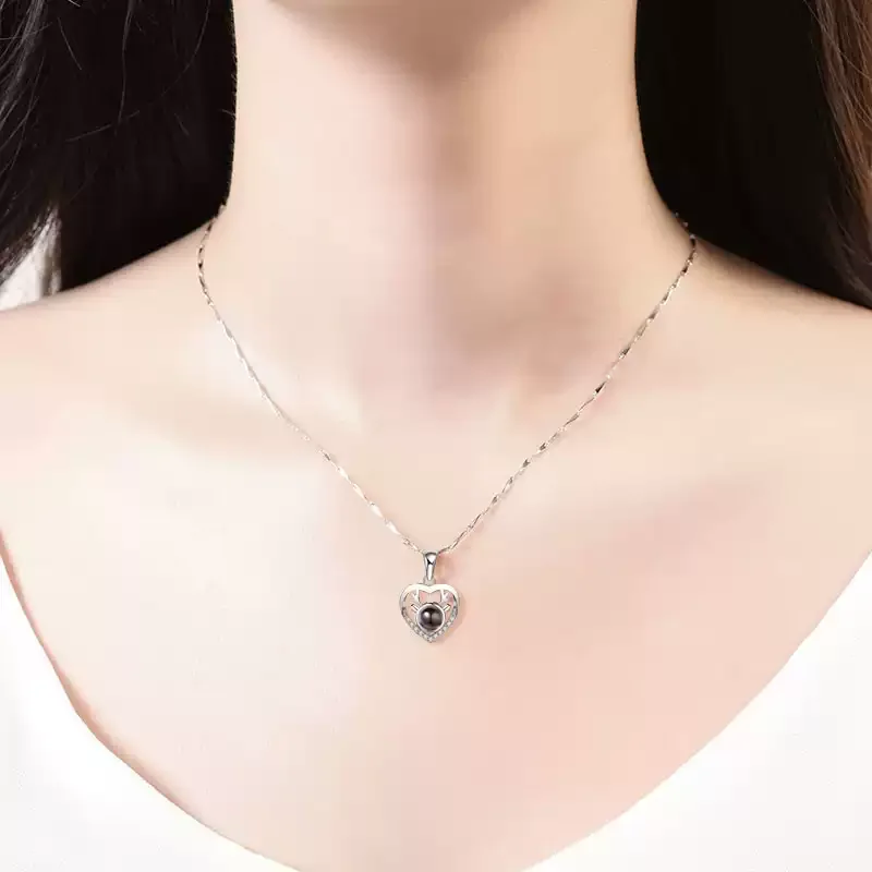 一路鹿有你投影项链定制女纯银纳米微雕照片生日情人节礼物送女友