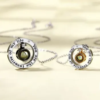 小众设计定制投影刻字照片情侣项链一对情侣款吊坠表白情人节礼物