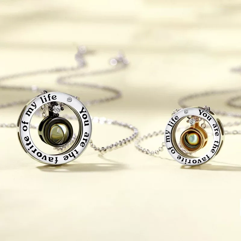 小众设计定制投影刻字照片情侣项链一对情侣款吊坠表白情人节礼物