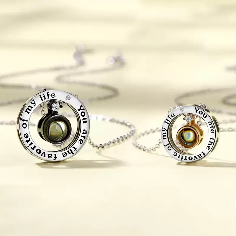 小众设计定制投影刻字照片情侣项链一对情侣款吊坠表白情人节礼物