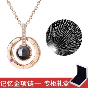项链女纯银投影定制照片相片刻名字吊坠生日圣诞节礼物送女友老婆